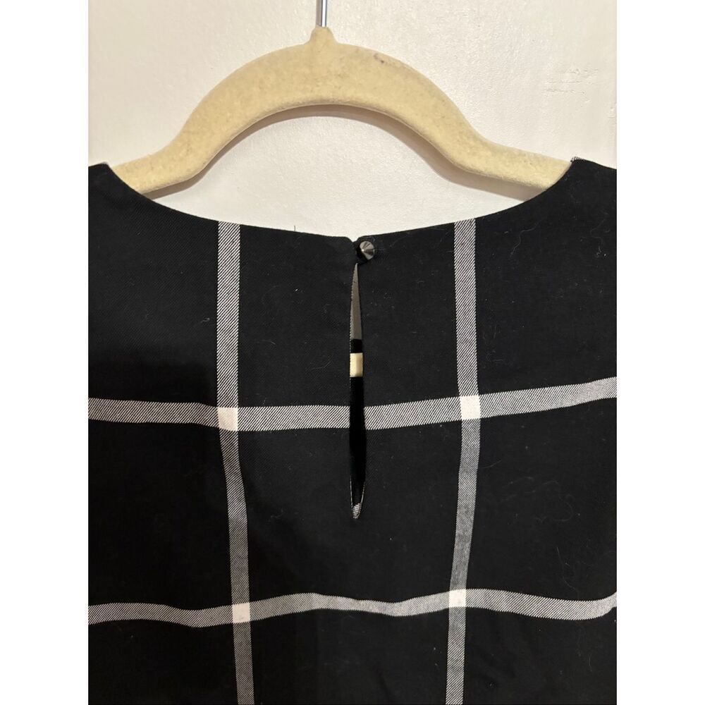 Banana Republic Black Plaid Cropped Top Medium Keyhole Back Short Sleeve - Picture 8 of 8